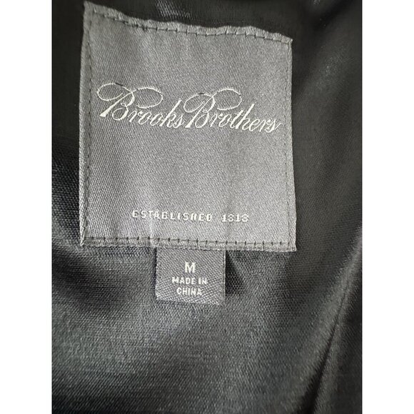 VTG Brooks Brothers Y2K Mens Black Leather Blazer M Old Money Quiet Luxury Layer - Picture 8 of 16